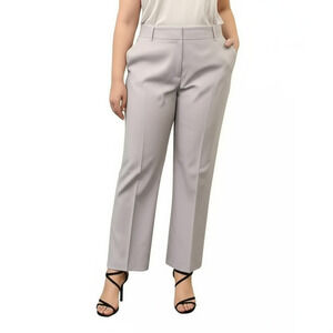 NWT KASPER Womens Trousers Size 16 W Light Grey High Waist Straight Leg Pockets